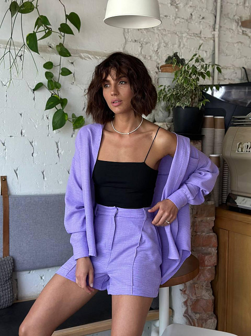 Костюм жіночий літній льон Лавандовий XL-2XL Харків - фото 3