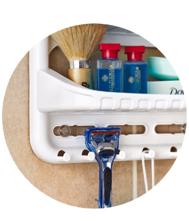 Полка для ванной Дуня прямая (3 полки + крючки) белая Харьков