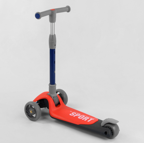Самокат триколісний Best Scooter складне алюмінієве кермо колеса зі світлом Червоний (F-44077) Чернігів