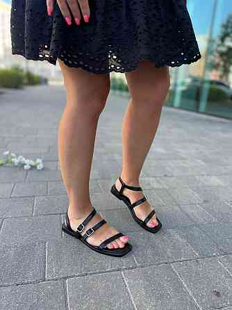 Tiffany Босоніжки жіночі чорні TIFFANY 1911 літні з натуральної шкіри / Шкіряні босоніжки на ни Коломия