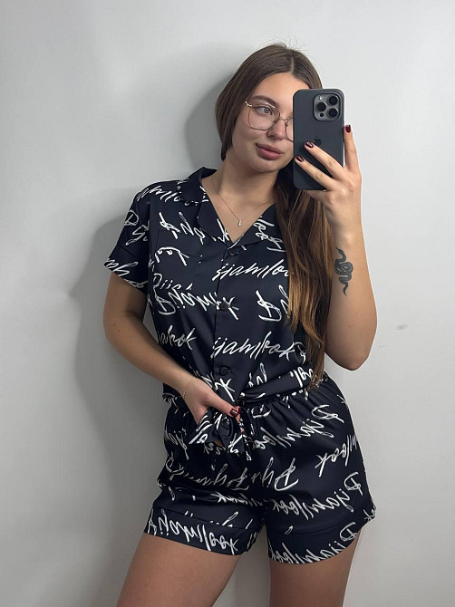 Пижама женская из сатина с шортами и рубашкой Pijamlook XS-S Харьков - изображение 3