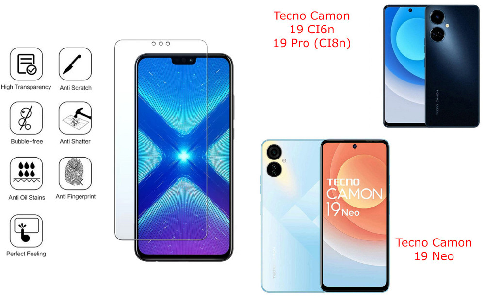 Защитное стекло NeoGlass для Tecno Camon 19, 19 Neo, 19 Pro – ультрапрозрачное и устойчивое Киев - изображение 4