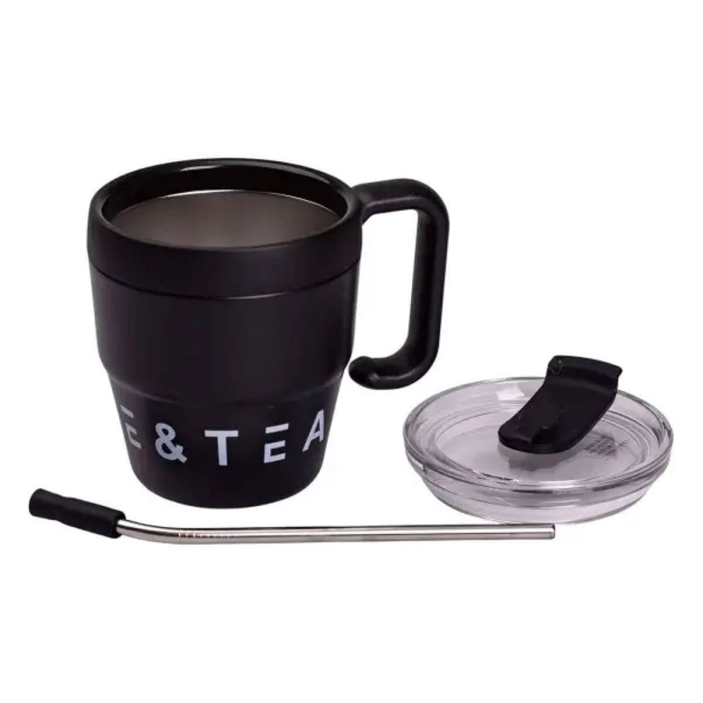 Yiwu Термочашка Coffee & Tea з трубочкою чорна HP-14-23B Киев - изображение 4