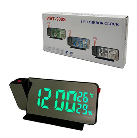 Годинники електронні проекційні VST-900S-4, зелені, температура, вологість, USB Дніпро