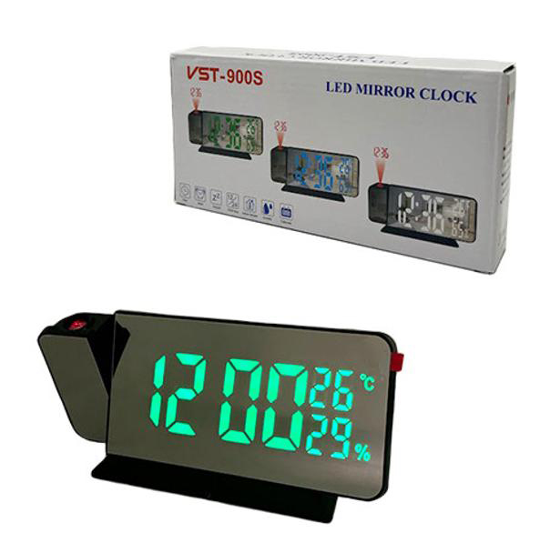Годинники електронні проекційні VST-900S-4, зелені, температура, вологість, USB Дніпро - фото 2