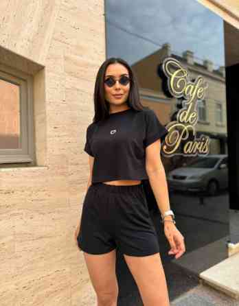 Трикотажний літній костюм шорти і футболка "Carter"| Батал Чорний, 50-52 Київ
