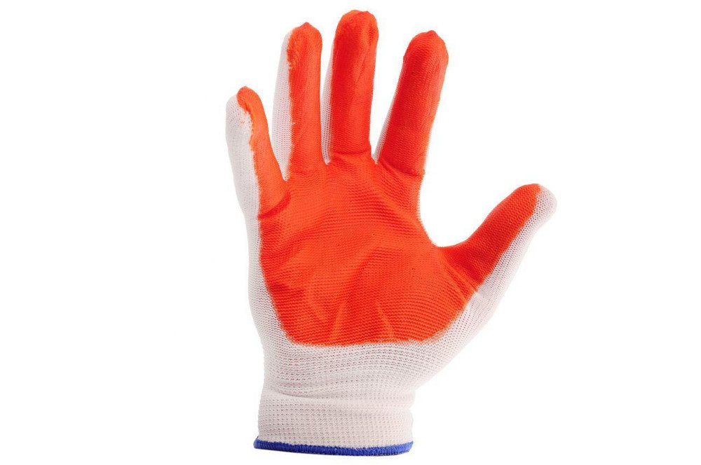 Перчатки Рабочие стрейчевые оранжевые, в упаковке 12 пар в мешке 600 пар Днепр - изображение 1
