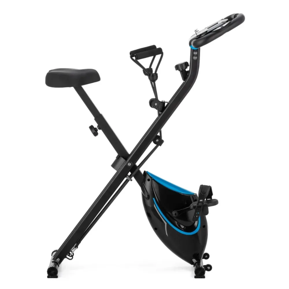 Велотренажер магнитный Gymtek FX600 складной с эспандерами черный/синий Киев - изображение 3