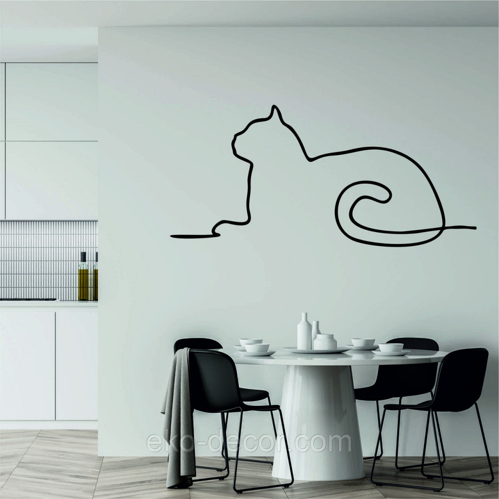 Декоративное настенное 3D Панно «Кот» Декор на стену с объемом 110*51 см, Черный Киев - изображение 3