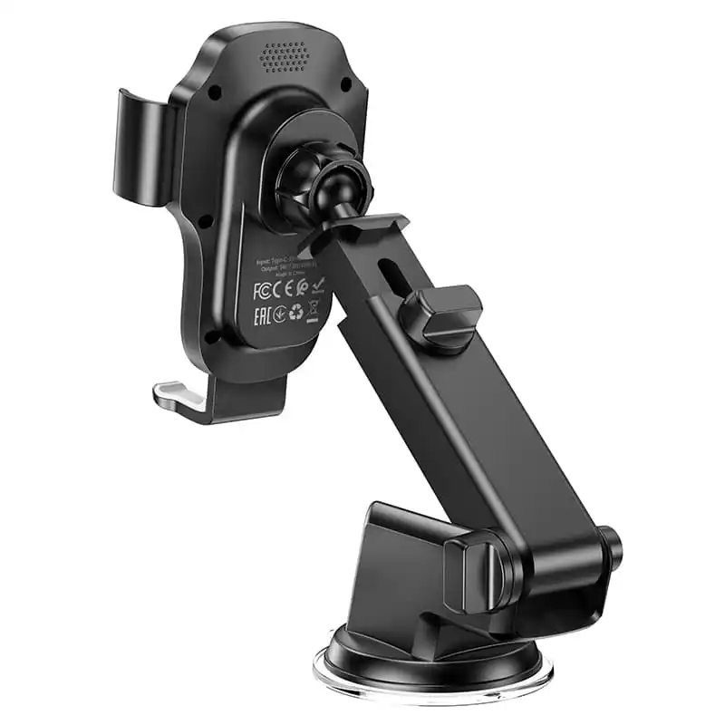 Автодержатель для телефона с беспроводной зарядкой HOCO черный Киев - изображение 7