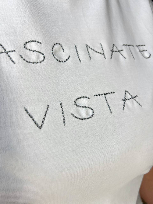 Футболка женская A-N 2632-32 надпись вышивка базовая по фигуре стандарт, белый, one size Киев - изображение 7