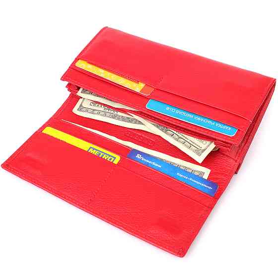 Красивий гаманець для жінок з монетницею із натуральної шкіри ST Leather 23105 Червоний Київ