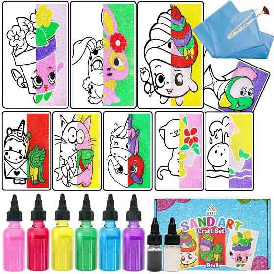 Детский набор для творчества картины с песка 9 в 1 KP-005 с магнитами Винница