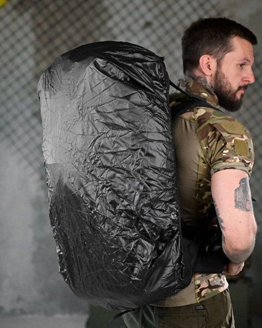 Тактический рюкзак с металлическим каркасом на 100 литров. Каркасный рюкзак. черный РП7469 Одесса - изображение 3