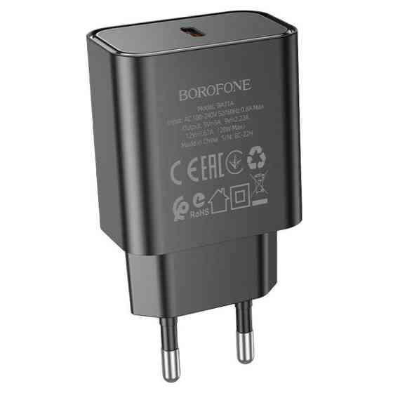 Мережевий зарядний пристрій BOROFONE BA71A Power single Port PD20W charger, колір чорний BA71AB Одеса