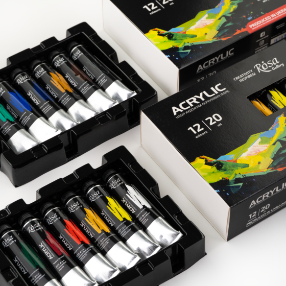 Набор акриловых красок 12х20мл в блистере ROSA Gallery Киев