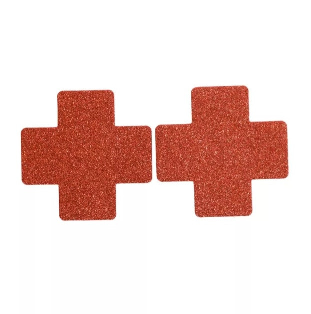 Наклейки на груди хрестики з блискітками 8 на 8 см червоний Київ - фото 1