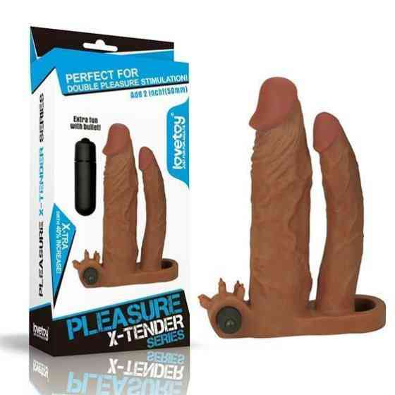 Насадка на член - Pleasure X-Tender Vibrating Double Penis Sleeve Add 2