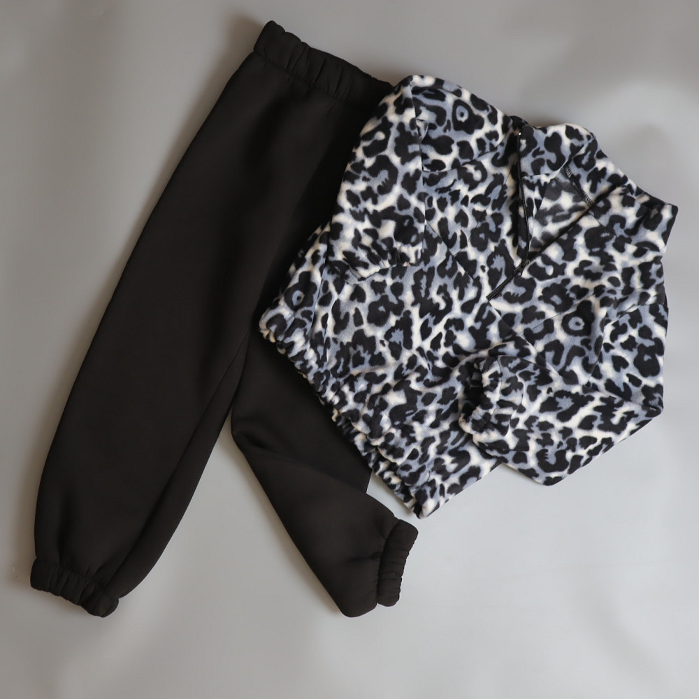 Чорний демісезонний костюм лео сірий (толстовка на блискавці + штани) 122 Кам'янець-Подільський - фото 4