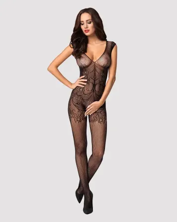 Бодістокінг Obsessive Bodystocking F234 S/M/L, абстрактний малюнок, глибоке декольте Львів
