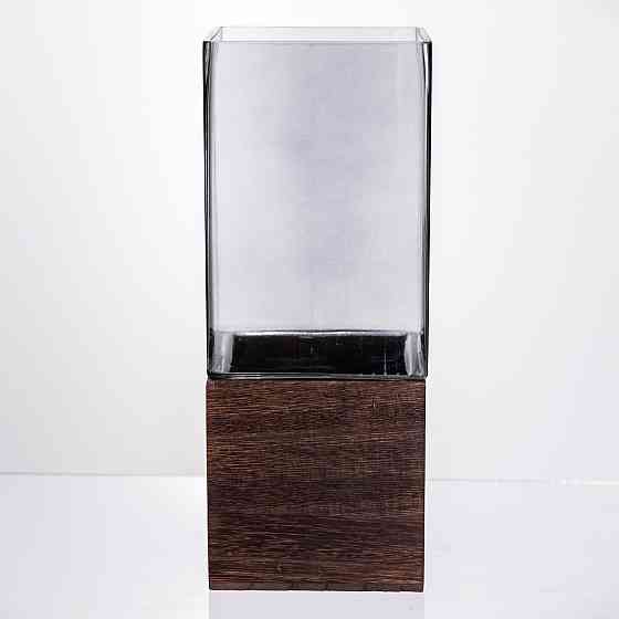 Ваза для квітів кругла скляна, декоративна прозора ваза з товстого скла HP-19-160-5 Коломия