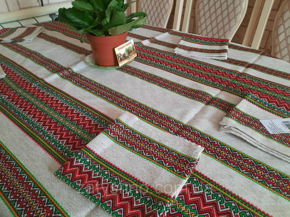 Вишита скатертина з серветками на великий стіл Київ - фото 10