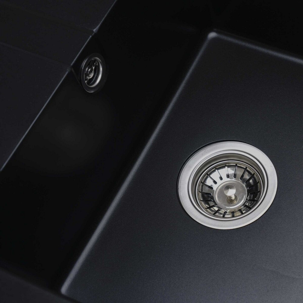 VALESO Гранітна мийка для кухні VALESO ARIA 5851 матова Чорна Київ - фото 4