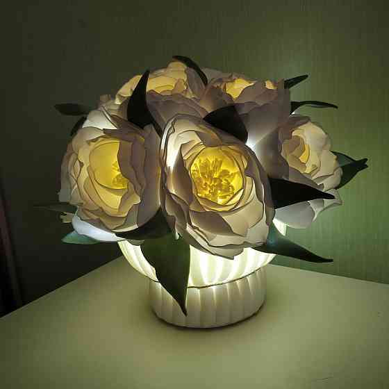 Світильник-нічник "Букет півонії у вінтажному кошику" Дніпро