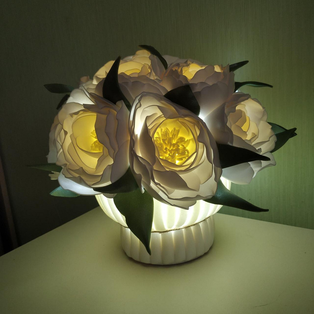 Світильник-нічник "Букет півонії у вінтажному кошику" Дніпро - фото 1