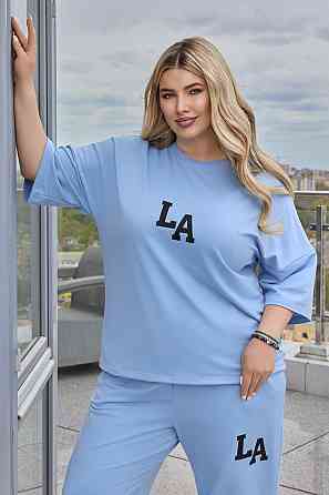 Жіночий легкий спортивний костюм із футболкою "Amante" |  Норма та батал Блакитний, 54-56 Київ