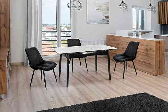 Стіл Нептун 110/140*75 чорний/керам біла Киев