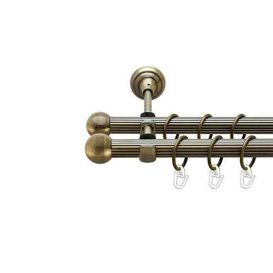 Карниз Orvit Куля Болонь металевий дворядний відкритий рифлена труба кільце металеве Антик 19\19 мм 200 см (00-00022102) Львів