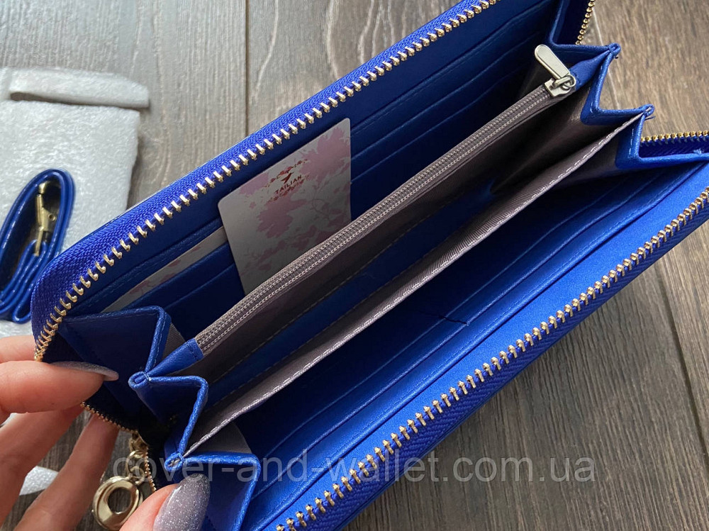 Стильний яскравий жіночий гаманець на блискавці синього кольору Burb Київ - фото 3