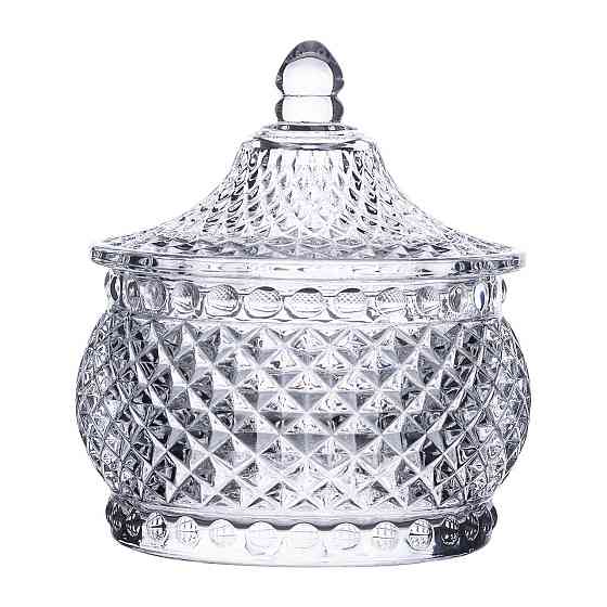 Стеклянная конфетница с крышкой, 8 см, круглая Киев