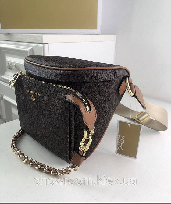 Жіноча сумка "бананка" на груди і на пояс MK Slater коричнева Київ - фото 3