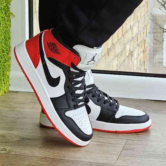 Высокие Термо Кроссовки Nike AIR Jordan Белые Красные Мужские Джордан Найк Еврозима (размеры: 41,42,43,44,45) Днепр