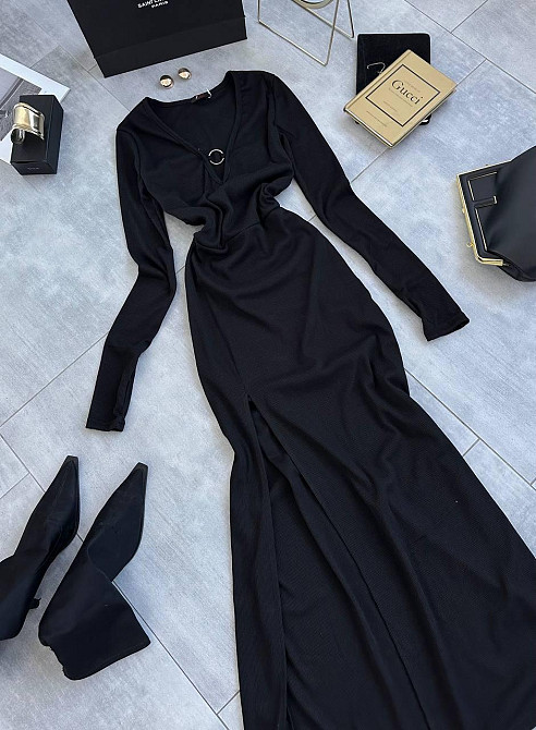 Жіноче елегантне плаття з виразним розрізом щільний рубчик Одеса - фото 8