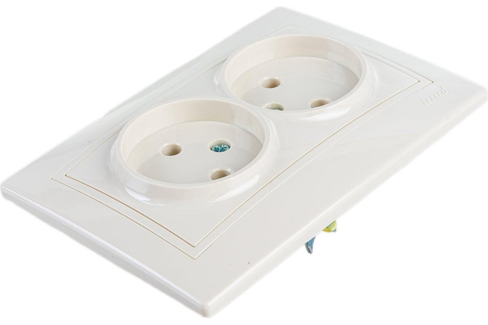 MIRA Розетка подвійна без заземлення білий з білою вставкою Lezard Харків - фото 1