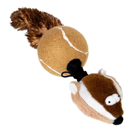 Игрушка для собак Барсук с 2-мя пищалками GiGwi Catch&fetch, искусственный мех, теннисная резина, веревка, 32 см Киев