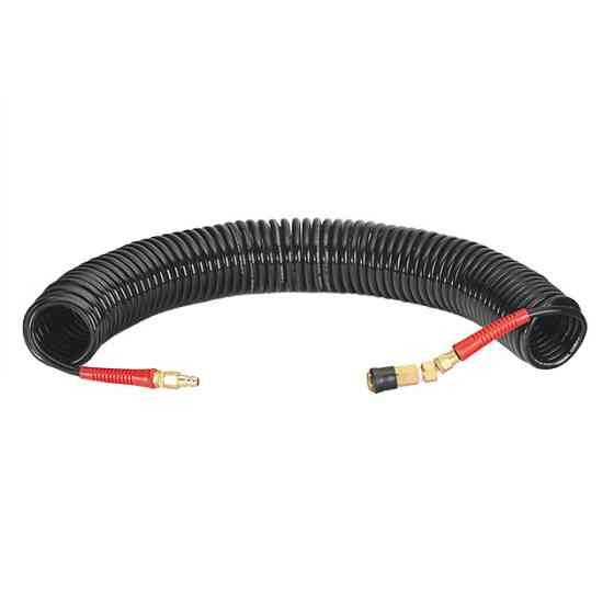 Шланг BLACK M-Flex 6.5×10 мм, 15 м, спиральный полиуретановый, с поворотным шарниром, латунными быстроразъемными соединениями, Киев
