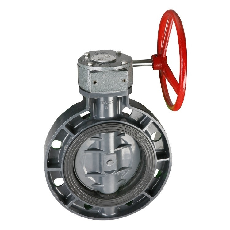 Дисковий міжфланцевий затвор ПВХ Era з редуктором, d200 мм Київ - фото 1