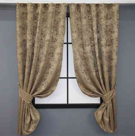 Комплект коротких штор VR-Textil Жакард Sultan YL № 1205ш Медово-золотистий 130х170 см 2 шт (35-0081) Київ