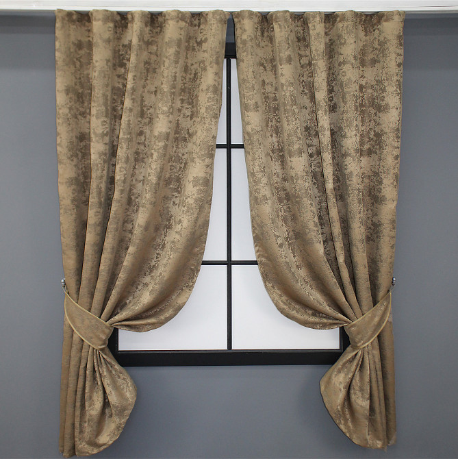 Комплект коротких штор VR-Textil Жакард Sultan YL № 1205ш Медово-золотистий 130х170 см 2 шт (35-0081) Київ - фото 1