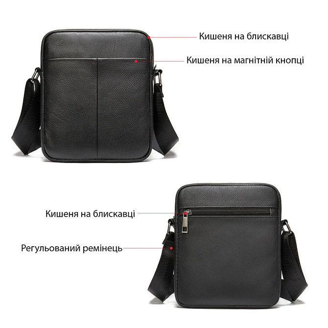 Мужская небольшая сумка мессенджер, Сумка мужская планшет через плечо Офисная мессенджер JD-46 Киев - изображение 5