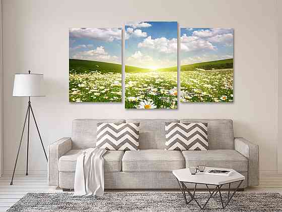 Модульна картина у вітальню/ спальню Сонце в ромашках Art-536_3 70x130 см Київ