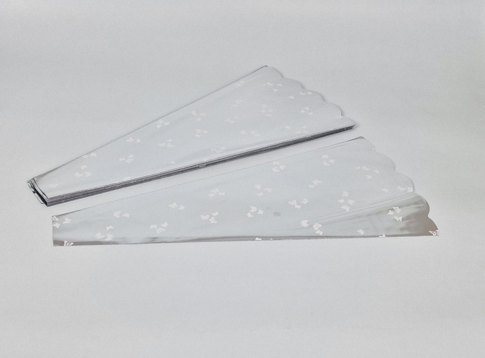 Конусная упаковка для цветов h60 металлизированная с узором 87 - 100 шт/уп, верх 29 см, низ 6 см Харьков - изображение 2