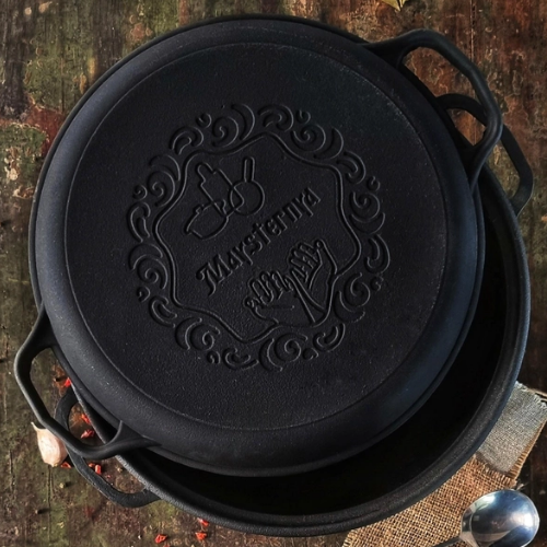 Казан "узбецький" WOK чавунний 15л з кришкою-сковородою гриль V15СРGr Майстерня Житомир - фото 11