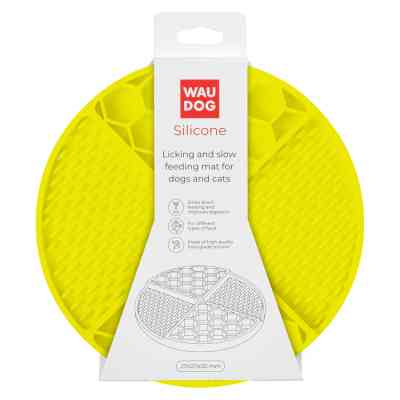 Універсальний посуд для тварин WAUDOG Silicone Килимок для злизування 21х21х3 см жовтий (23508) Вінниця
