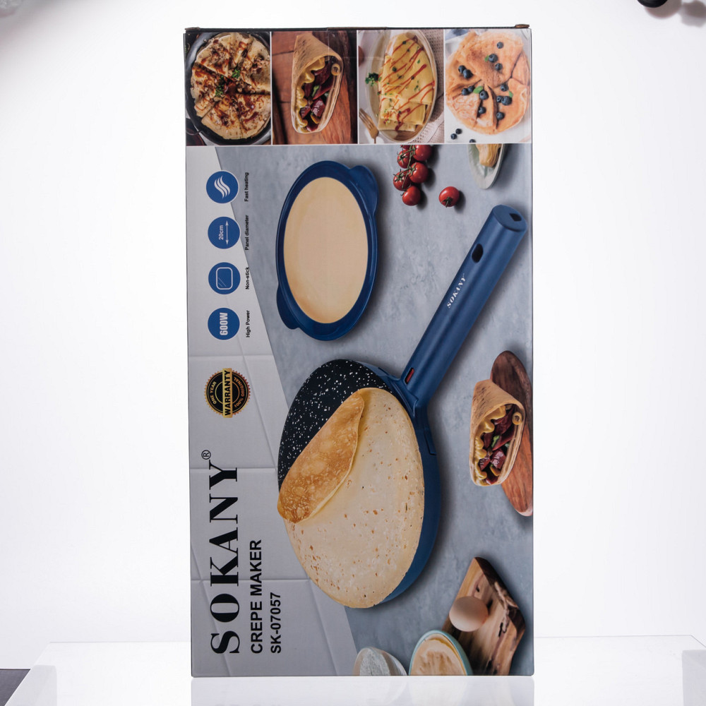 Sokany Сковорода млинниця електрична Ø20 (см) з антипригарним покриттям 600 Вт Синій SK-07057 Коломия - фото 6