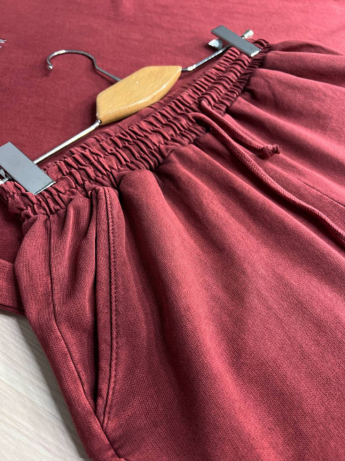 Костюм женский Pepper&mint 25-02 вареный тай-дай футболка и шорты с вышивкой бордовый, бордовый, M Киев - изображение 14